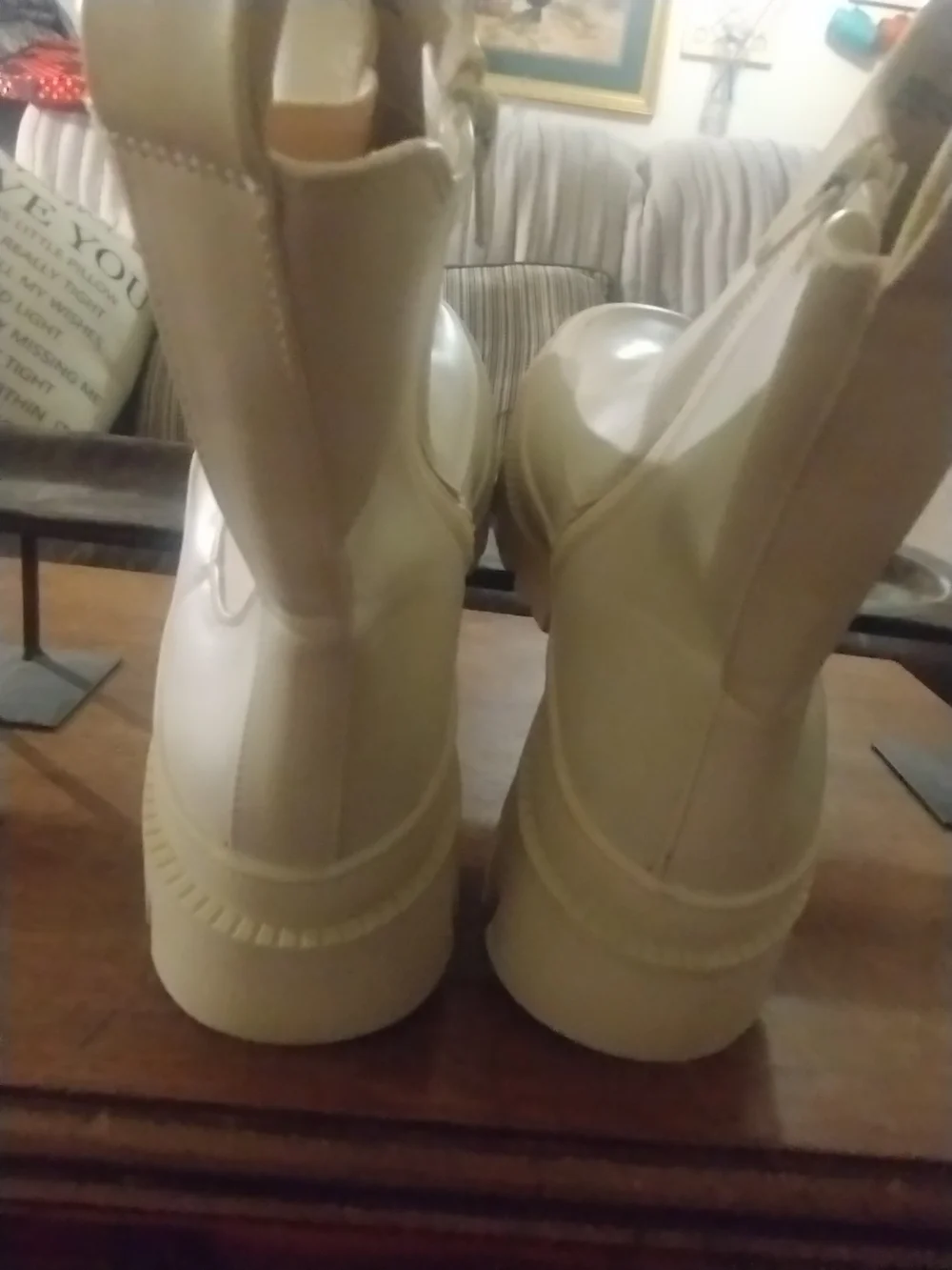 Lane Bryant Cream Platform Ankle Boots